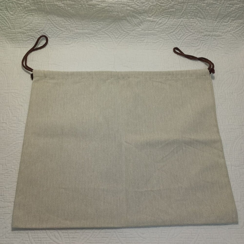 Hermès Beige Herringbone Cotton Drawstring Dust Bag 16 x13 " With Logo - Picture 3 of 5
